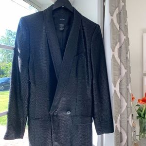 Smythe Black Metallic Double Breasted Sexy Blazer